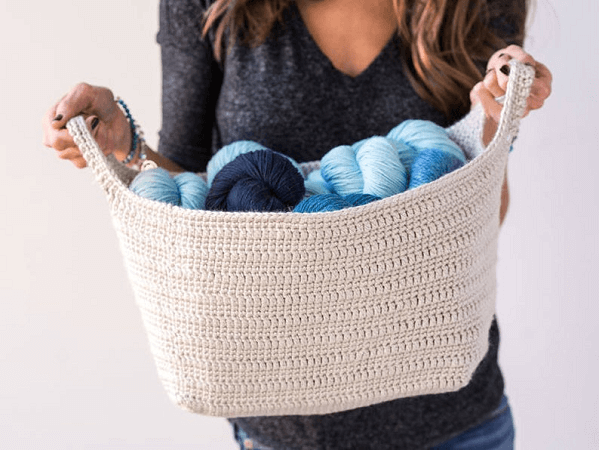 It has a round base and an overall round shape. 35 Crochet Basket Patterns Crochet News