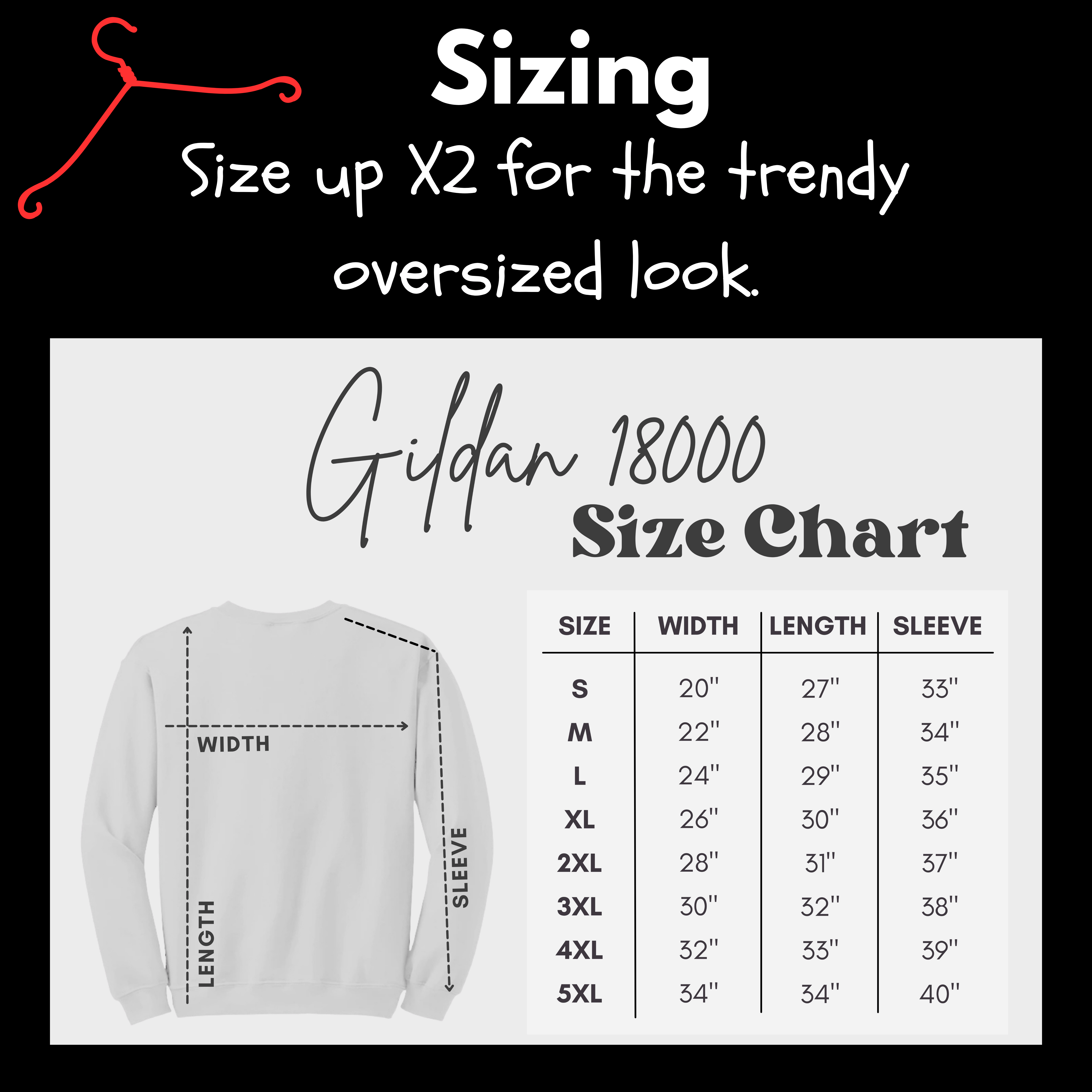 sweatshirt size chart