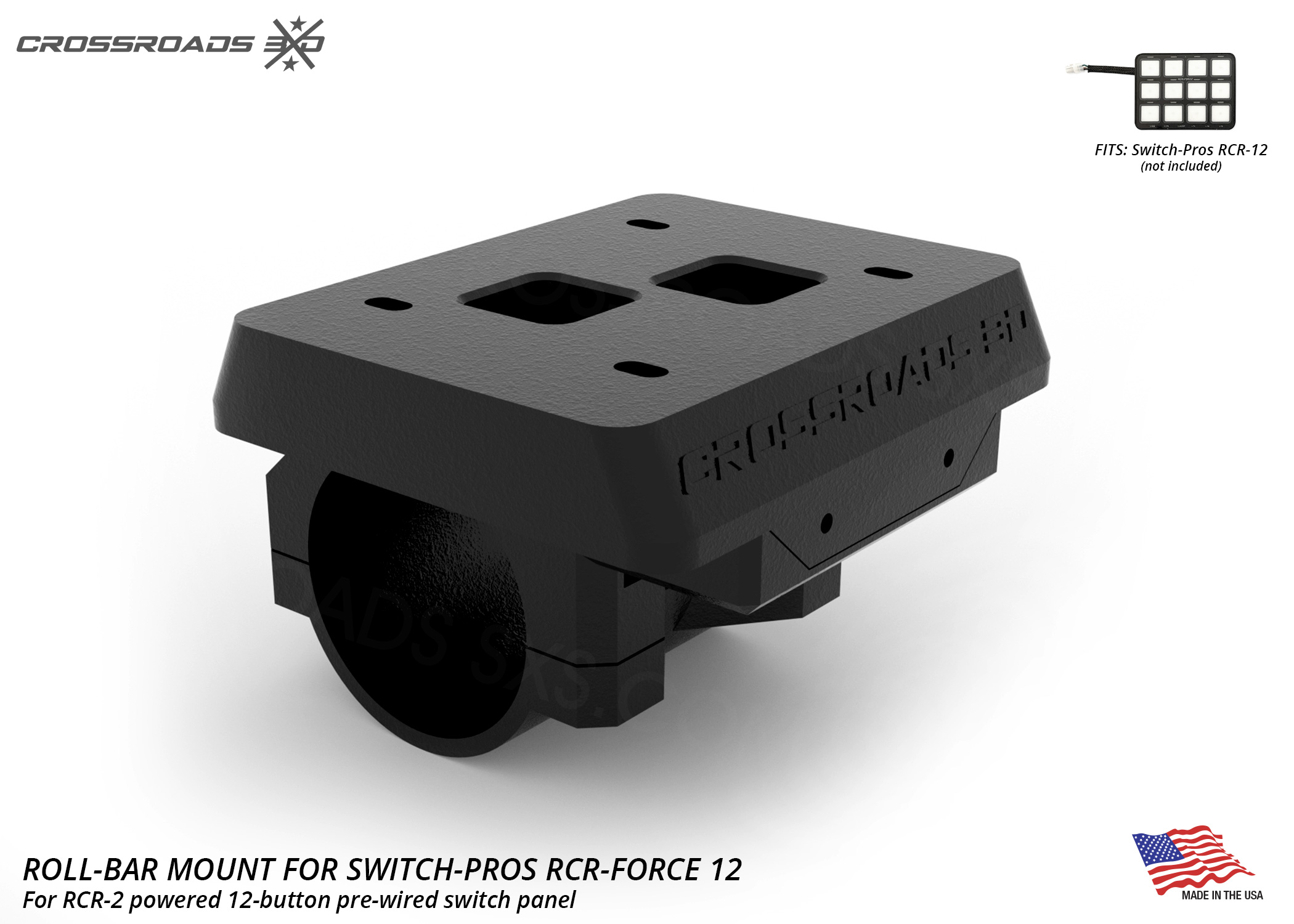 Bar Mount for Switch-Pros RCR-12 Powered Switch Panel - Crossroads 3D