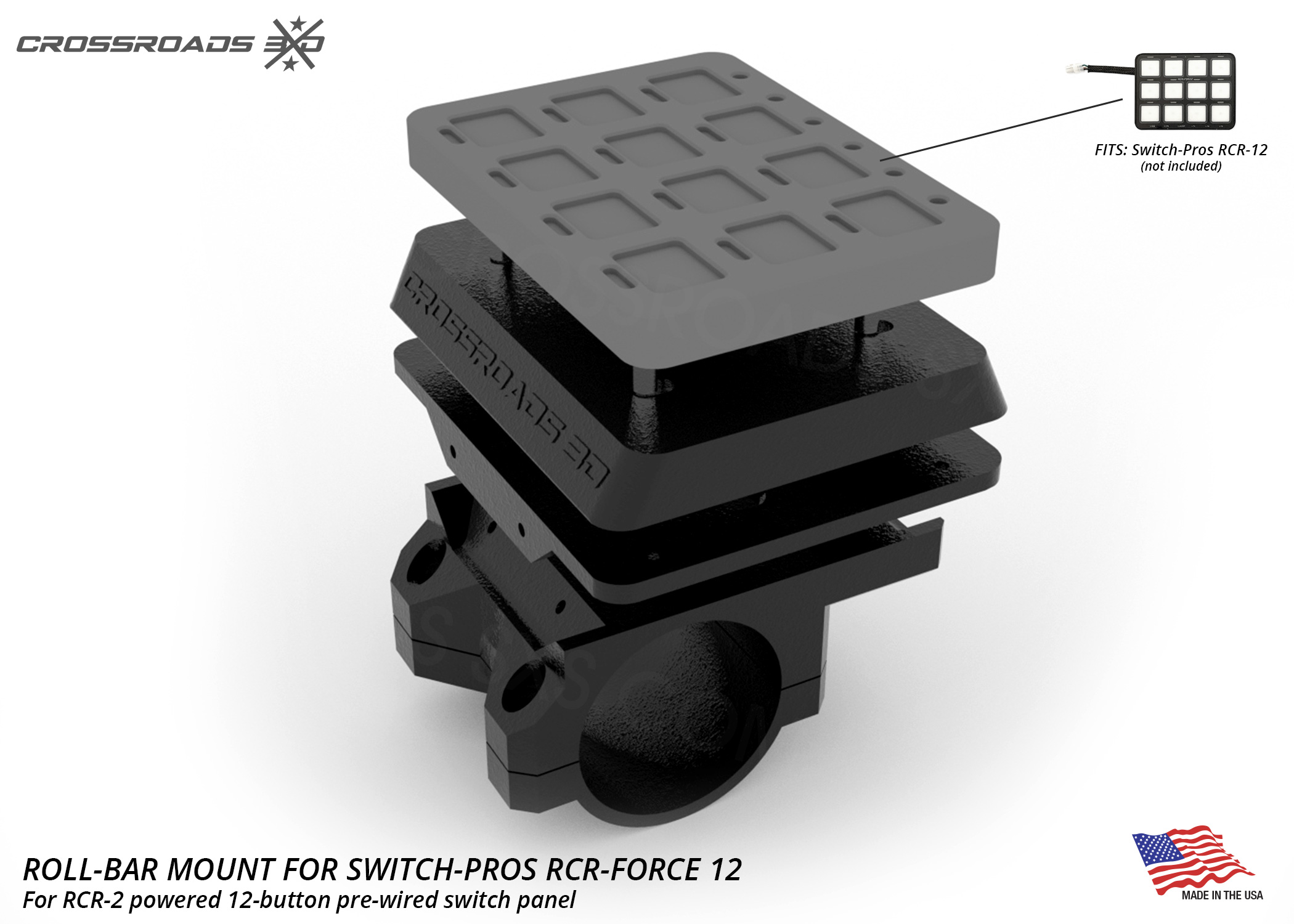 Bar Mount for Switch-Pros RCR-12 Powered Switch Panel - Crossroads 3D