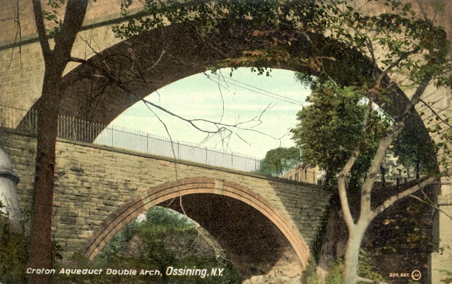 During the heyday of postcards in the early 20th century the Double Arch was an often-photographed New York landmark—as this example and the selection that follows attest.