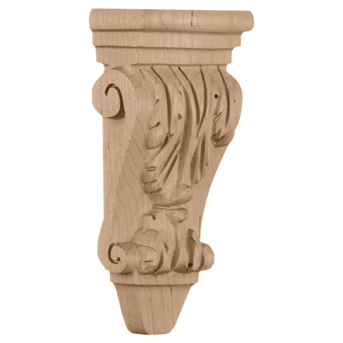 3"W x 1-3/4"D x 6"H Extra Small Acanthus Pilaster Wood Corbel