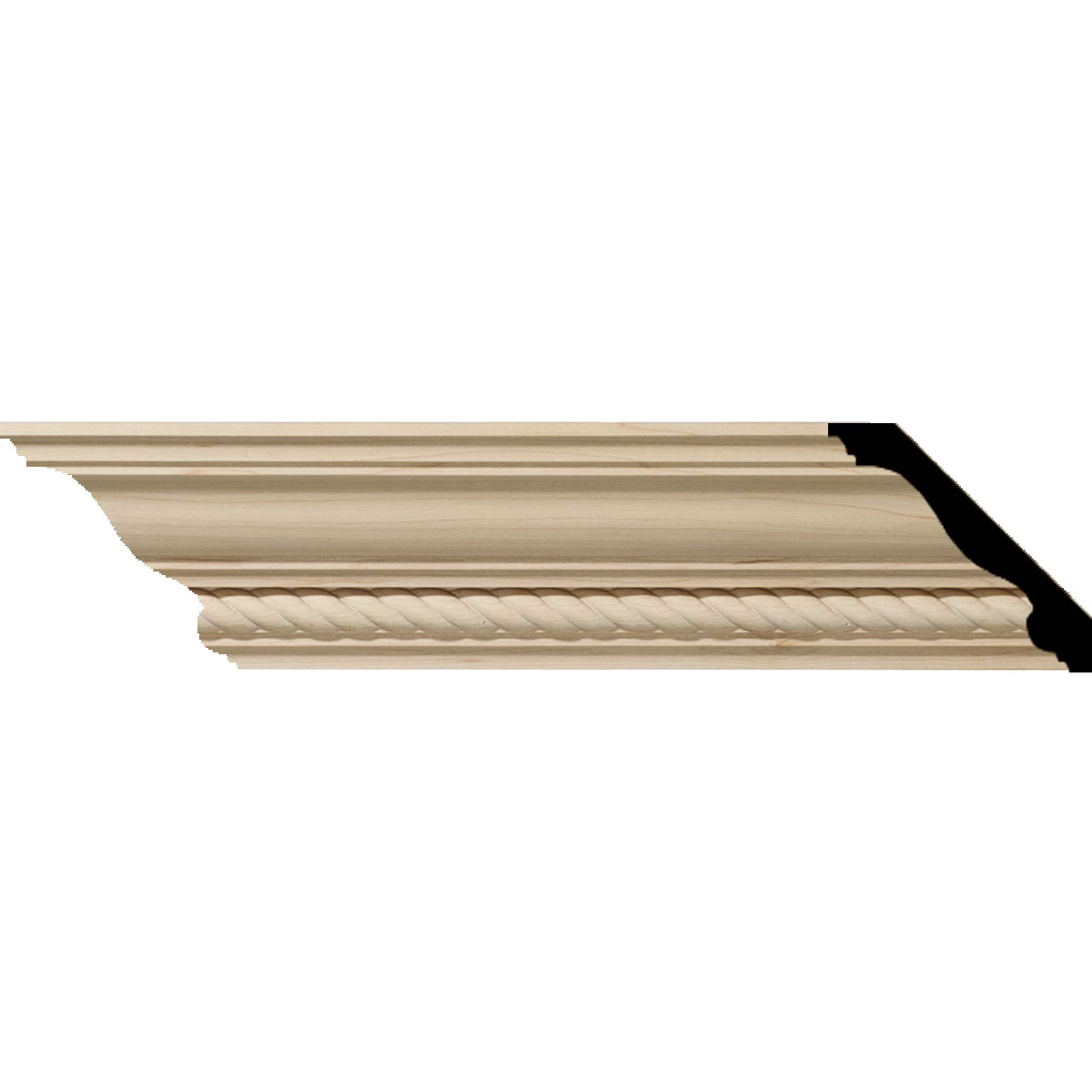 3-1/2"H x 3-5/8"P x 5"F x 96"L Andrea Rope Wood Crown Moulding