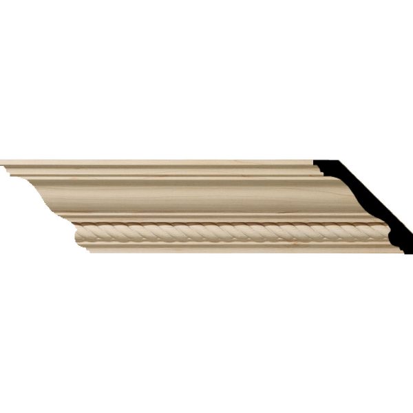 3-1/2"H x 3-5/8"P x 5"F x 96"L Andrea Rope Wood Crown Moulding (12 Inch Sample of MLD03X03X05AD)