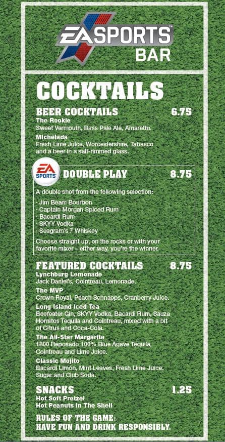 Ea Sports Bar Menu Carnival S Fun Ship 2 0