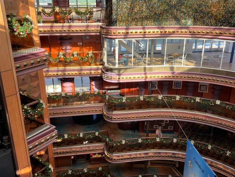 Cruise Ship Shorts - It's Christmas Time on the Carnival Elation and it is Snowing in the Atrium!