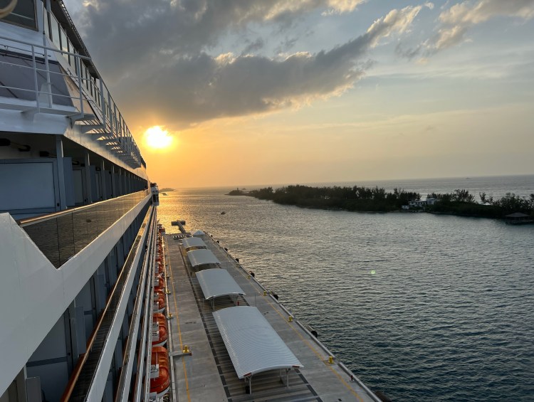 Cruise Ship Shorts - The Carnival Freedom Sails Away from Nassau Bahamas Cruise Port