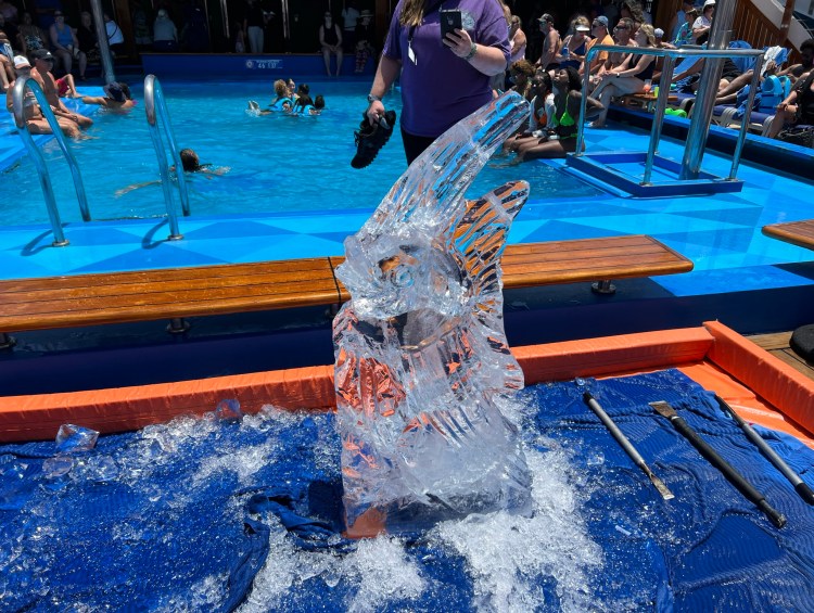 Carnival Freedom Chef Creates Ice Carving of Angel Fish on Carnival Freedom’s Lido Deck - Full Video