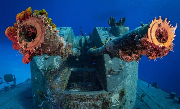 The MV Captain Keith Tibbetts features twin machine guns.