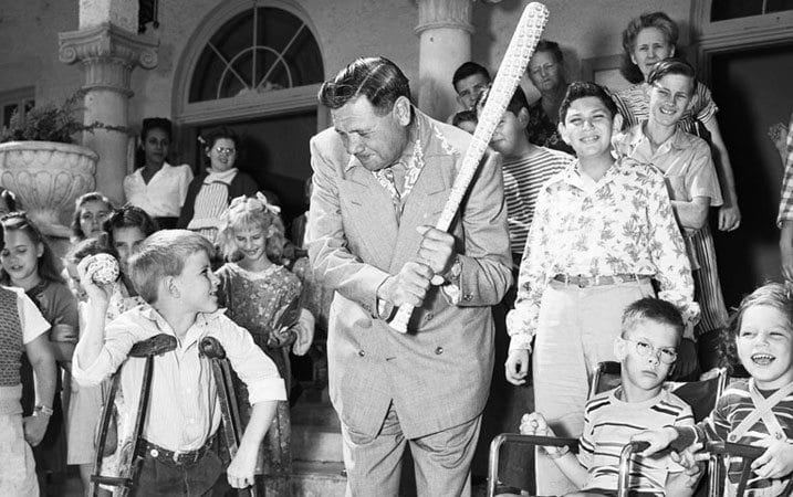 Babe Ruth, a lifelong Catholic, was known for his generosity and charity work, especially with kids.