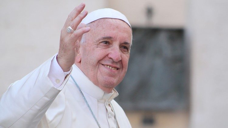 Pope Francis waves to the crowd. (Credit: Vatican Media.)