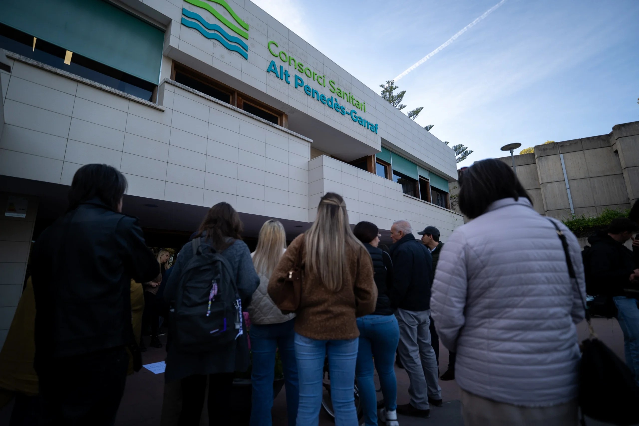 People gather outside a hospital where Noelia Castillo, a young Spanish woman, died after receiving euthanasia, in Sant Pere de Ribes, Spain, Thursday, March 26, 2026. (Credit: Lorena Sopena/Europa Press via AP.)