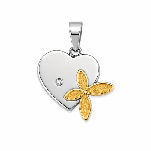 Dije AQ dorado media medalla corazon/mariposa