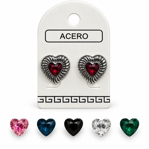 Aro AQ pasante corazon con strass