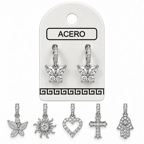 Aro AQ argollita con formitas colgante y micro cubic