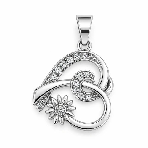 Dije AQ corazon con girasol ch.