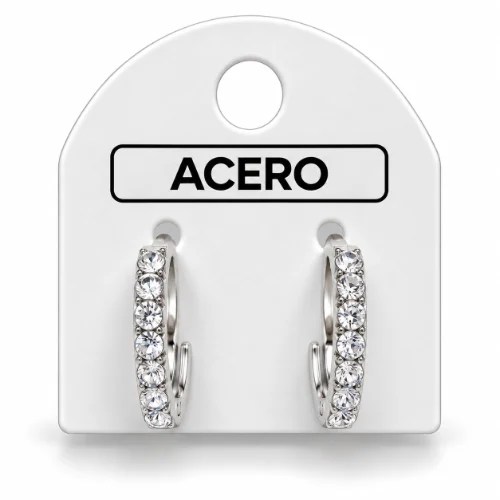 Aro AQ Blanco argollitas strass redonditos sin fin