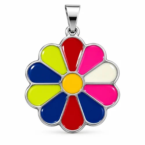 Dije AQ flor esmaltada 10 petalos