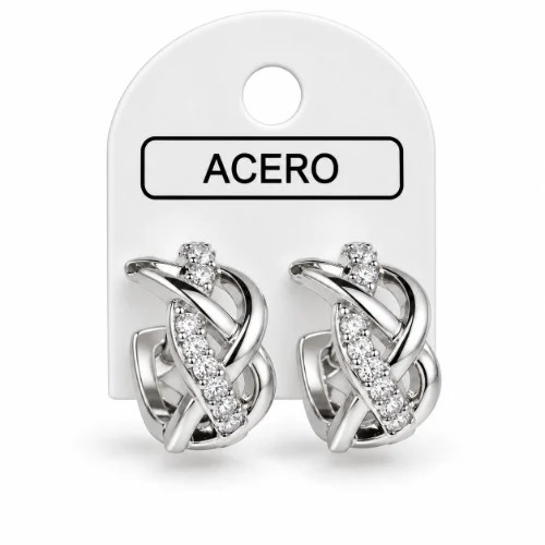 Aro AQ Plateado trenzado con strass