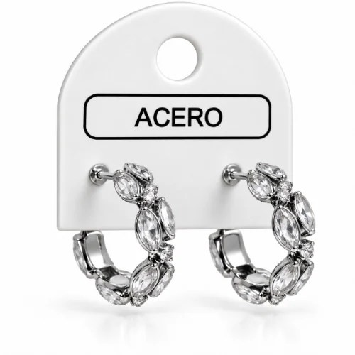 Aro AQ Plateado argolla con strass espiga