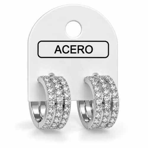 Aro AQ Plateado argolla triple con strass