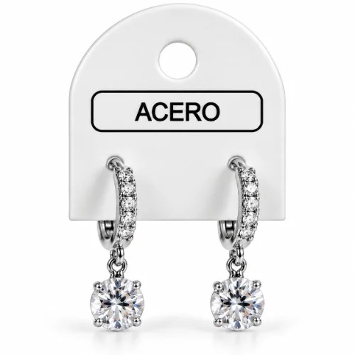 Aro AQ Plateado argollita con cubic colgante