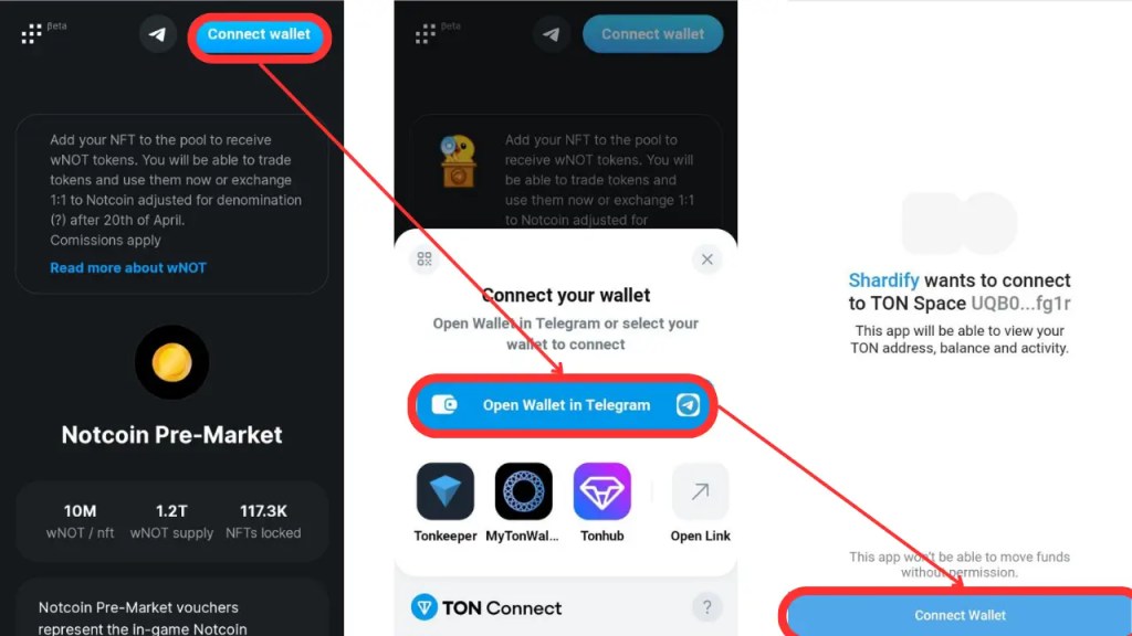 Notcoin Latest Update : Sell Your Coin Voucher For $101 1 connect telegram wallet