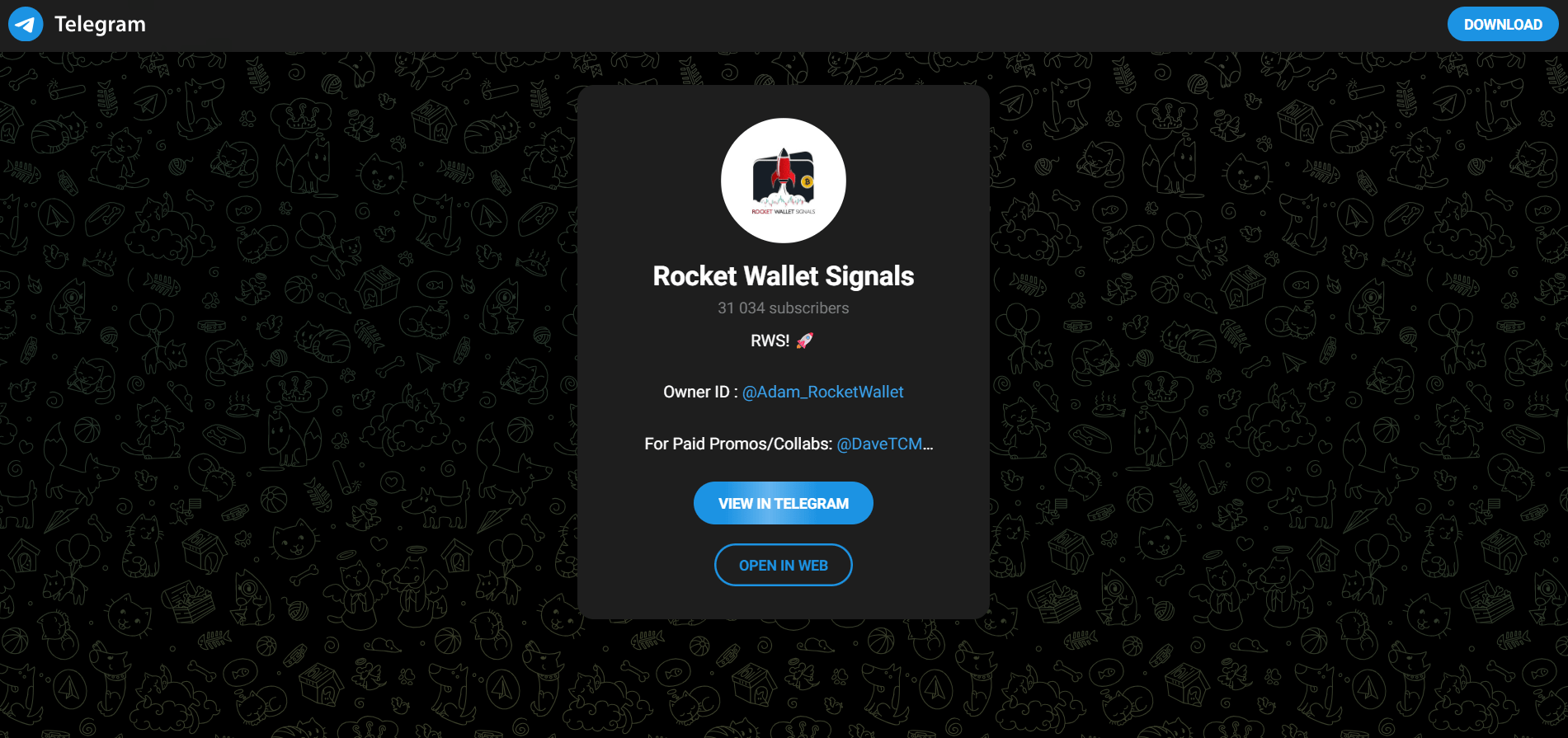 Rocket Wallet Signals' Official Crypto Telegram Group's Preview