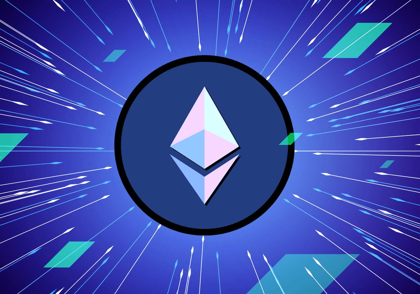 An image showing Ethereum's token ETH in a futuristic set-up.