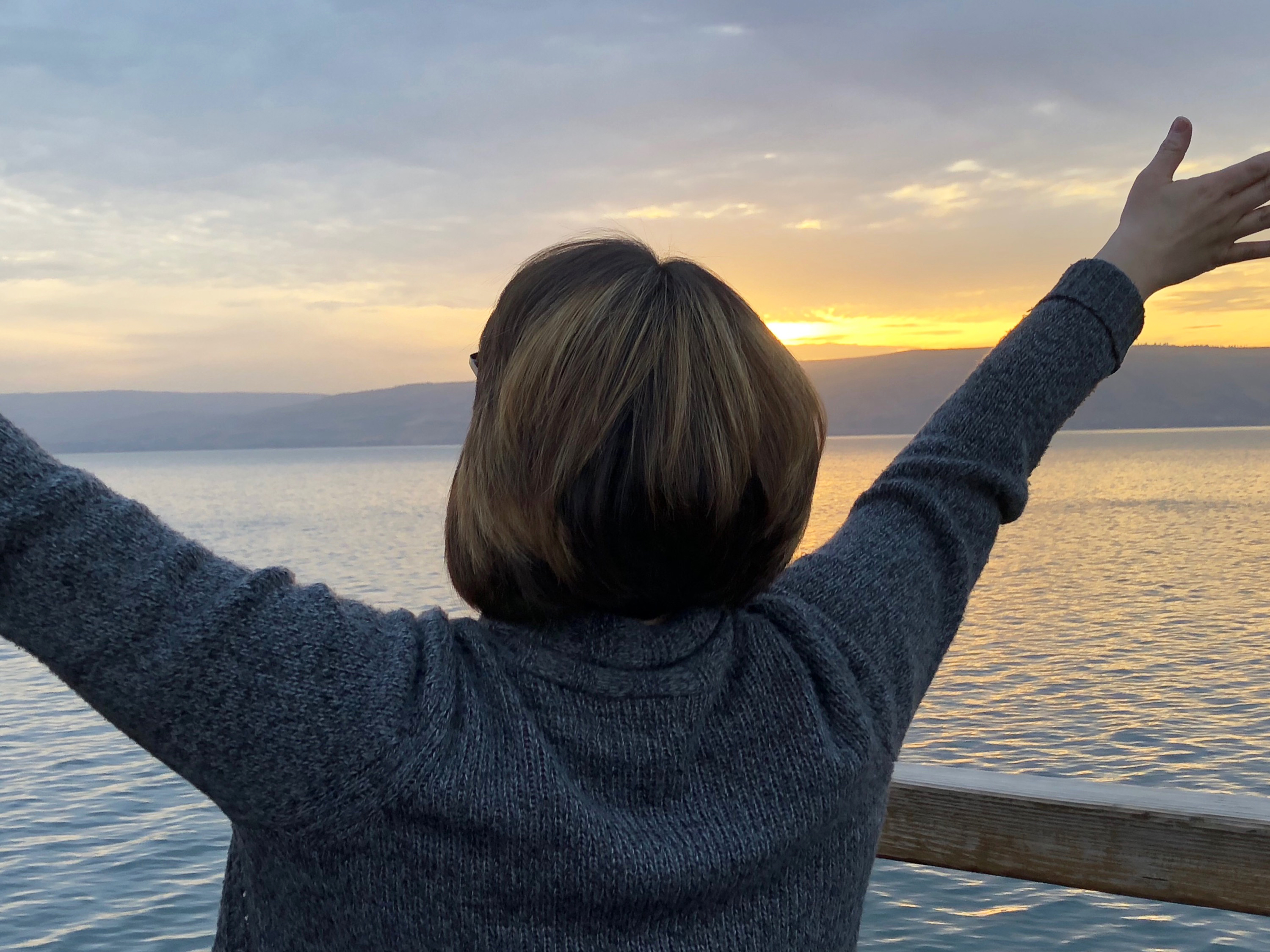 Worshipping on the Sea of Galilee (Photo by Jean Hobby)