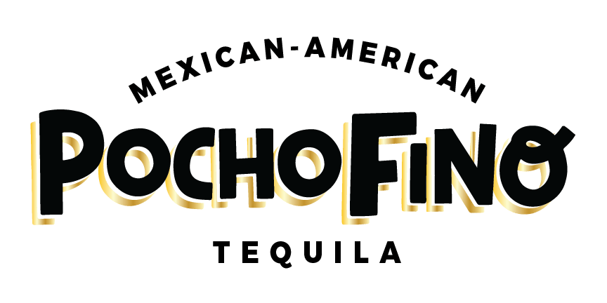 Logo for a Mexican-American tequila brand with large bold black wordmark featuring gold accents, curved 'Mexican-American' on top and 'Tequila' below.