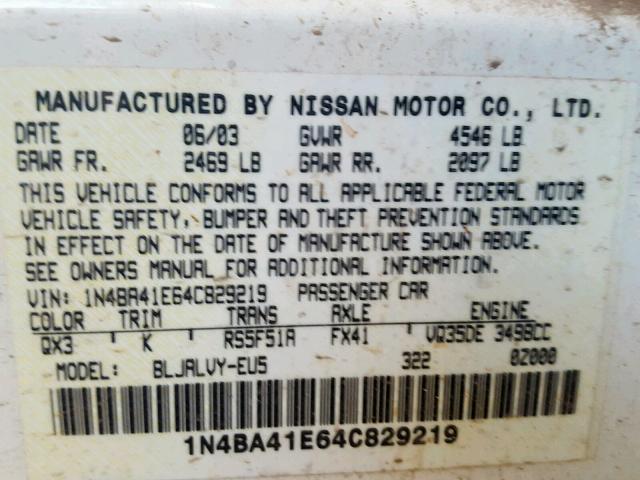 2004 Nissan Maxima Se 3 5l 6 For Sale In Colorado Springs Co Lot 46250819