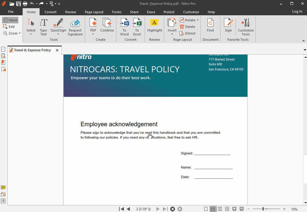 To lock a document after digitally signing: