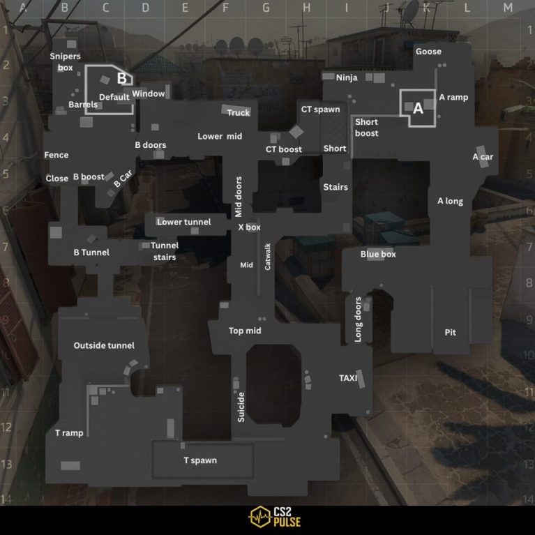 CS2 Dust Callouts Learn All 2026 Map CS2.