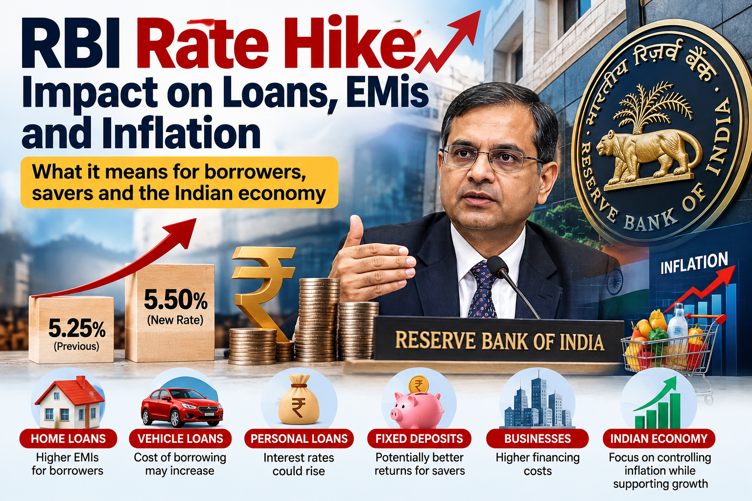 RBI Rate Hike Impact on Loans EMIs and Inflation