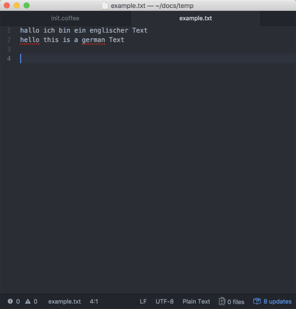 Change spell-check-language in atom