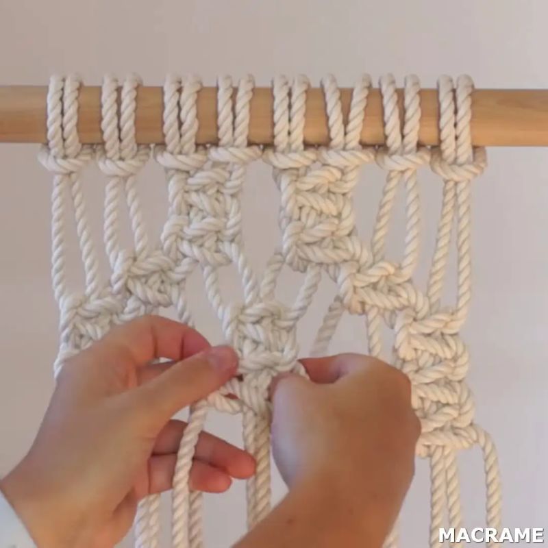 Diy Macrame Tutorial Honeycomb Pattern Using Square Knots Csheb - Sunset Design Collection - Mobile Quality