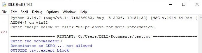 Exception Handling Error