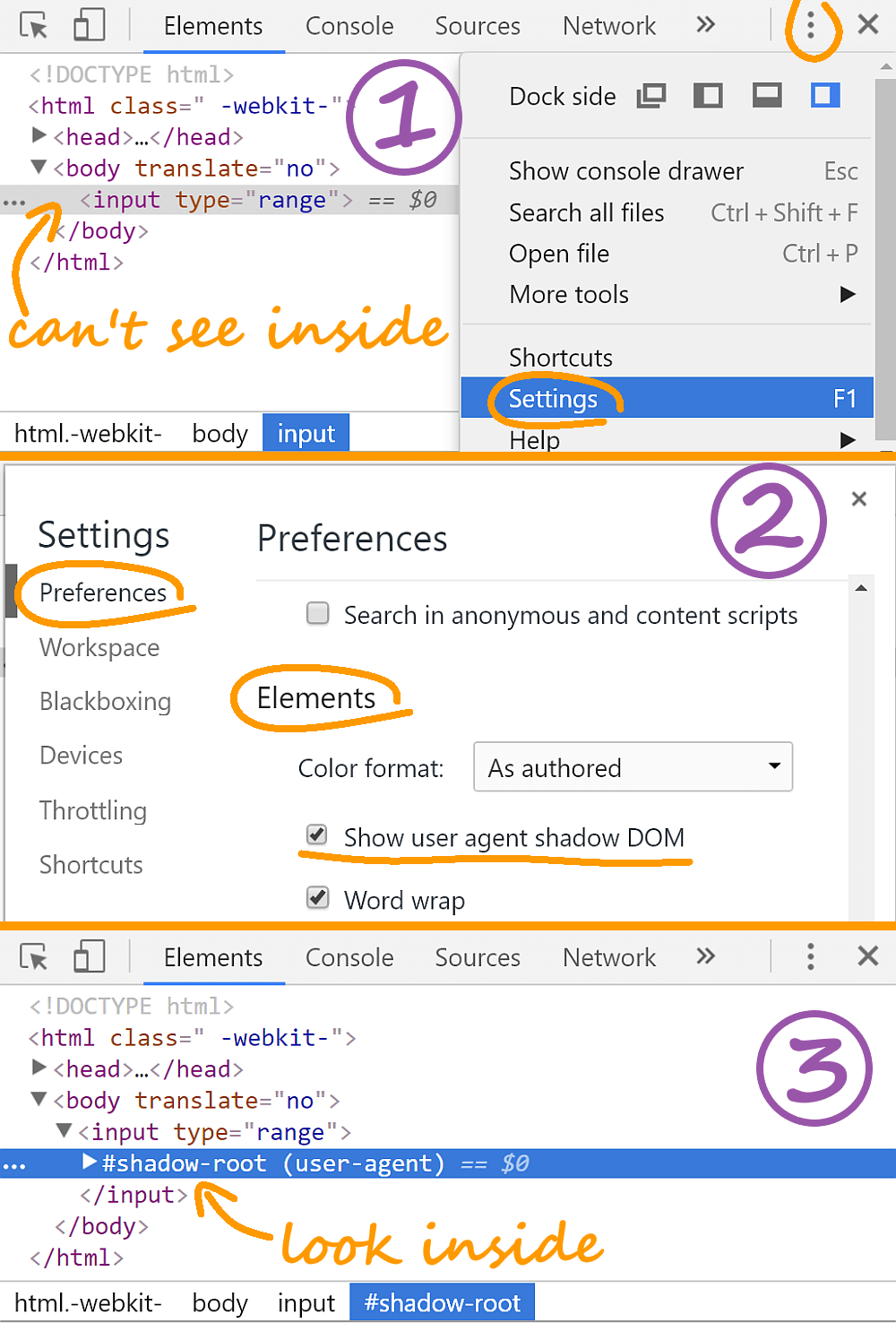 Series of Chrome screenshots illustrating the steps described above.