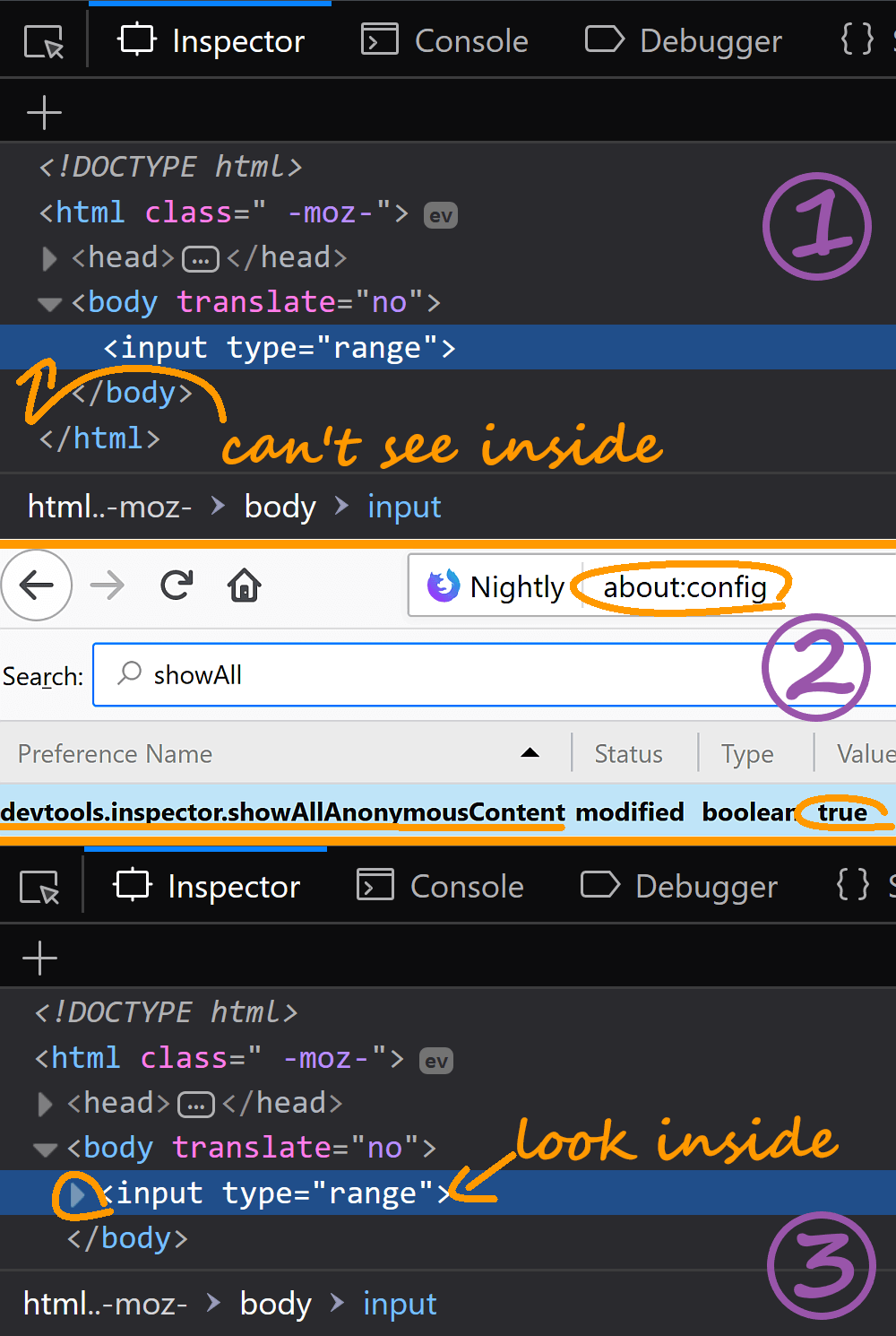 Series of Firefox screenshots illustrating the steps described above.