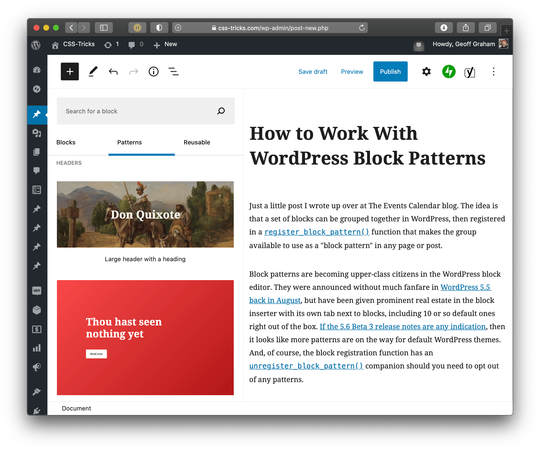 How to Work With WordPress Block Patterns | CSS-Tricks
