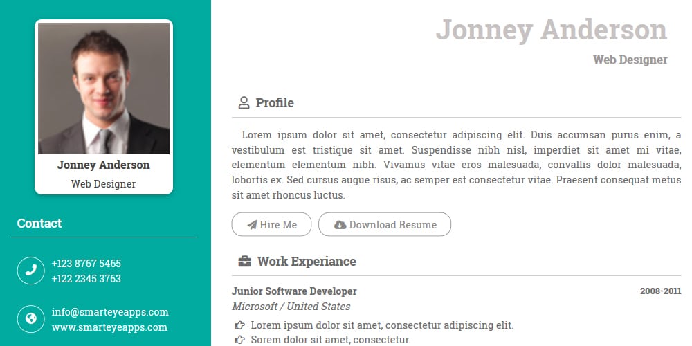20 Free Html Resume Templates 2020 Css Author