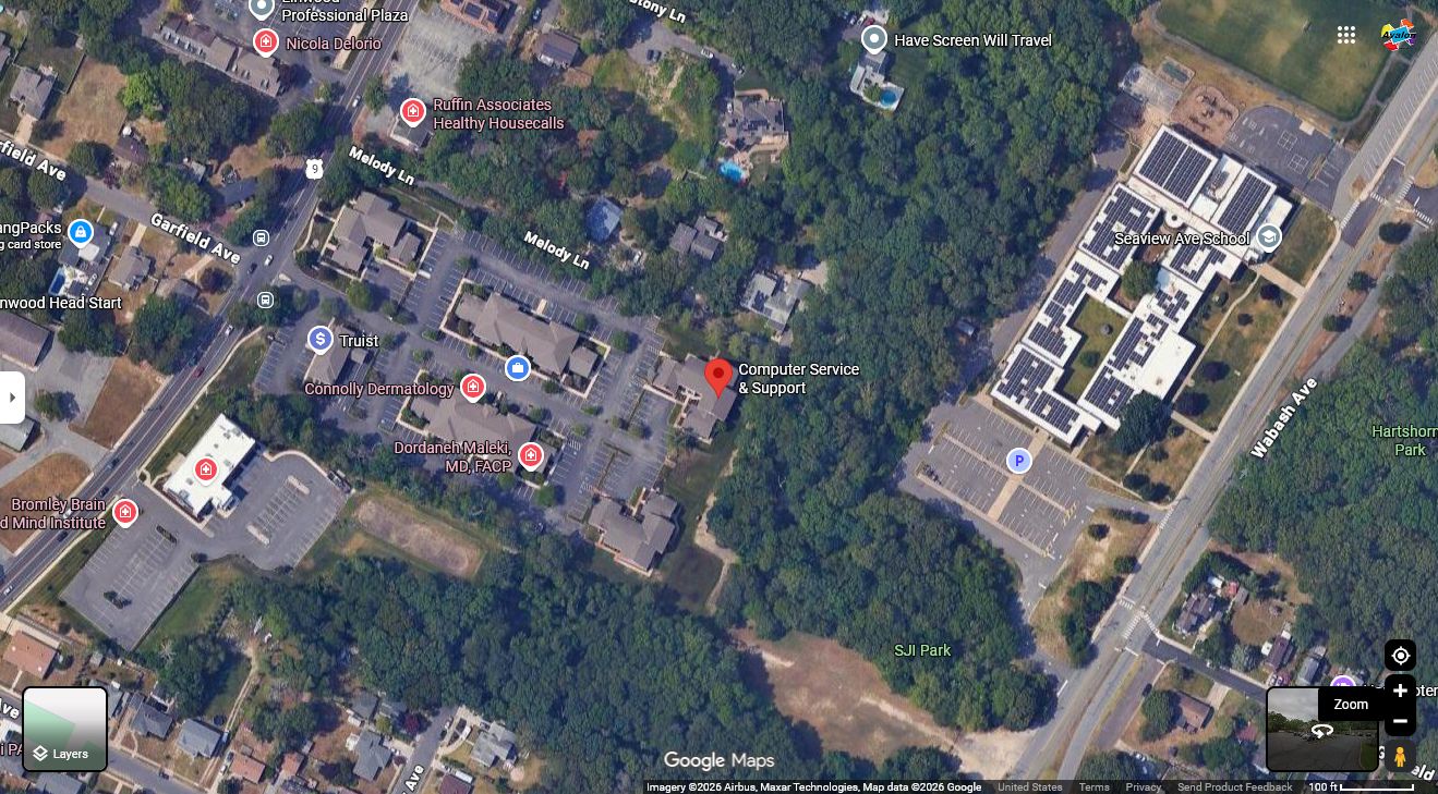 Map showing the Avalon LIS office location in Linwood, New Jersey