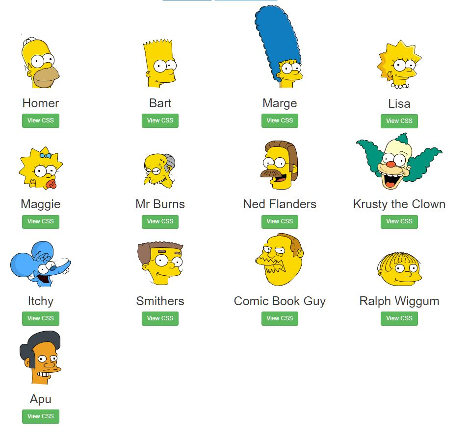 Simpsons Characters In Pure Css Css Script