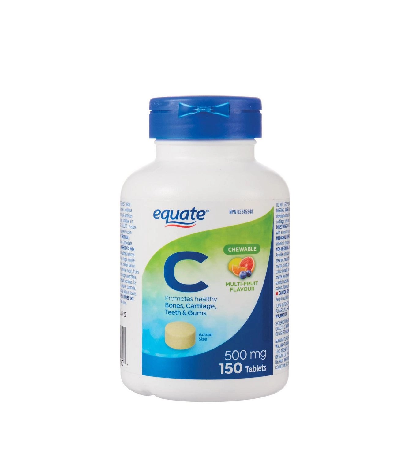 Equate Vitamin C 500mg MultiFruit Chewable 150 Tablets CTC Health