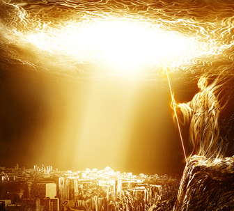 Light of Christ pouring down from heaven.