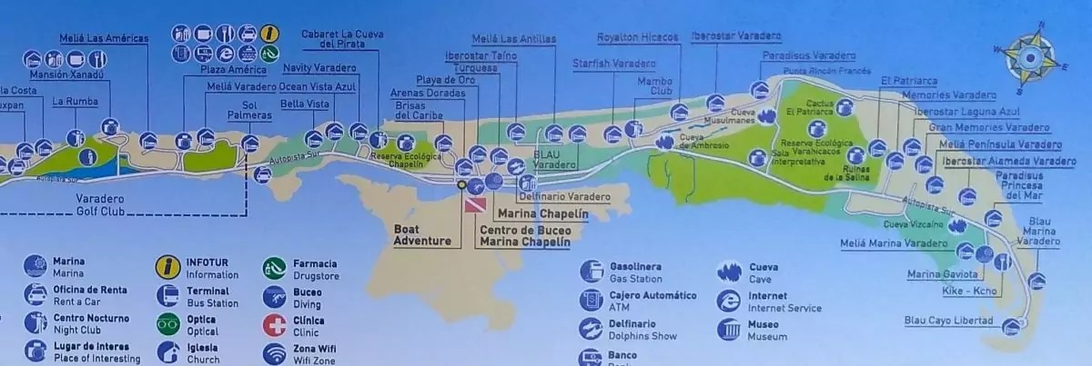 Varaderos Havana Map Varadero Eastern Section 