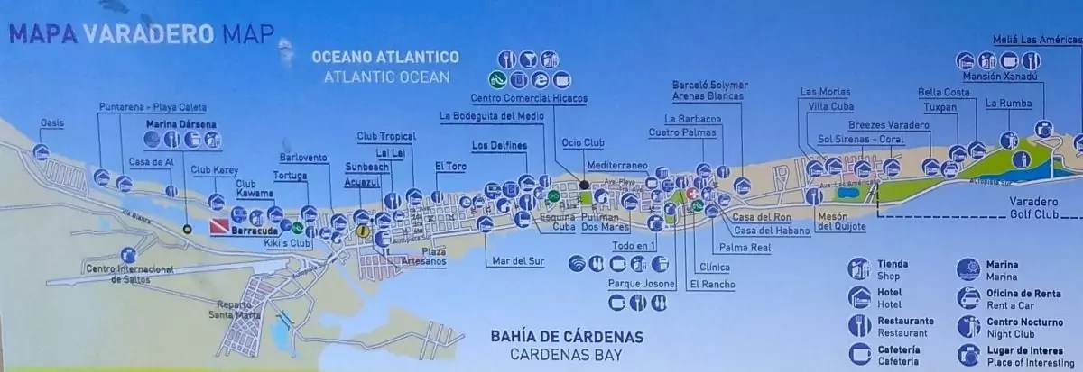 Mapa De Varadero Cuba Melhor Zona De Praia Em Varadero Portal Das Varadero Western Section Map 