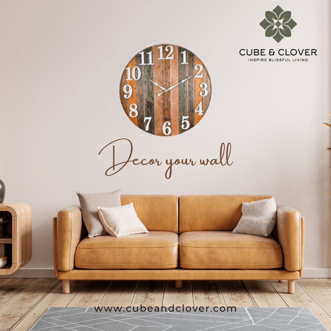 Shiplap Multicolor and White Large Wooden Wall Clock