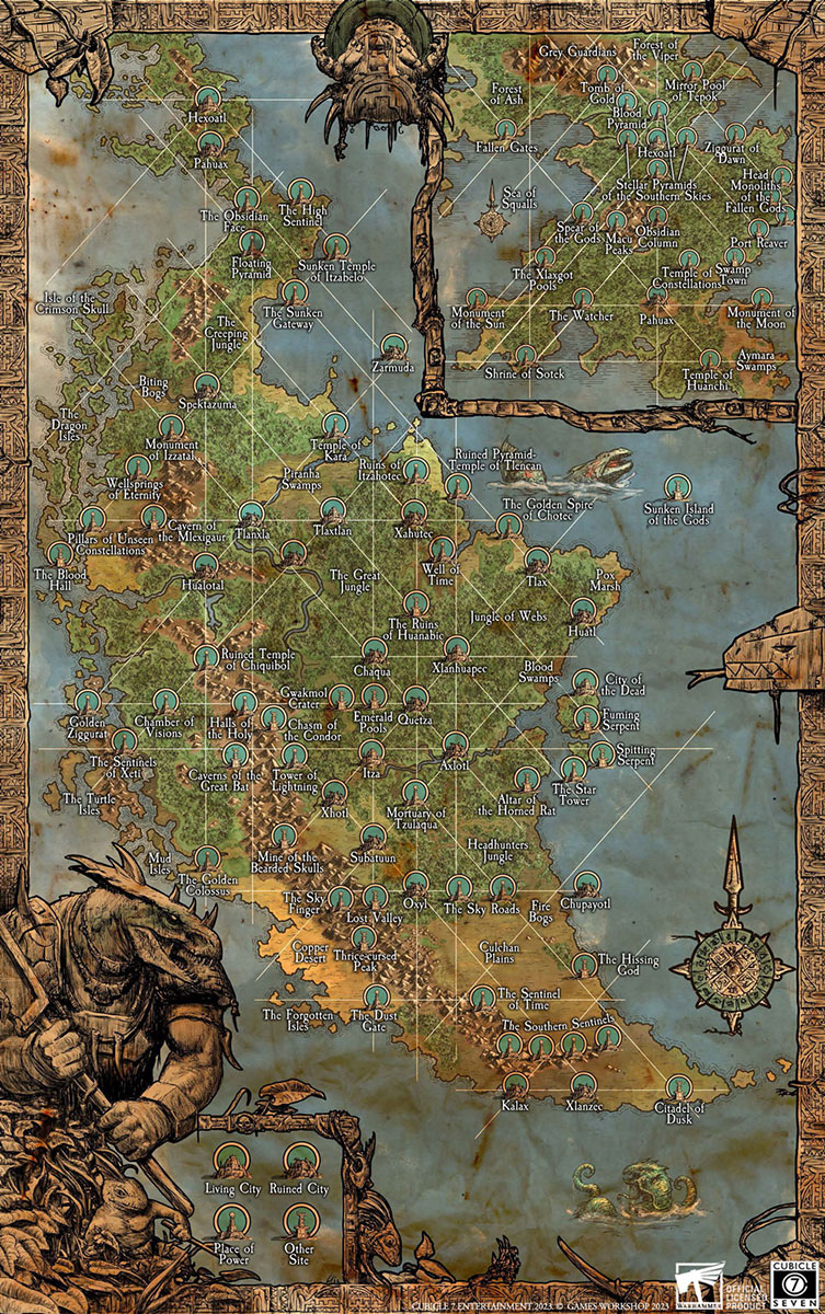 Warhammer Fantasy Roleplay Lustria Mapping The Mysterious Continent WFRP Lustria Endpapers 12 